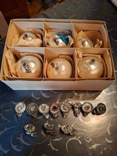 6 grosses Boules noël Anciennes Verre églomisé, mercurisé, 8-9-10 cmv environ