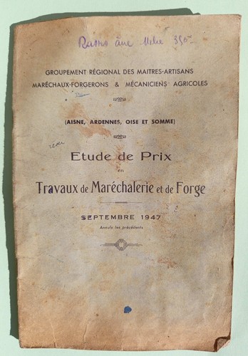 étude prix 1947 - , travaux