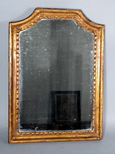 Miroir vers 1800 bois sculpté de perles & dorure d'origine 40x29 cm C221