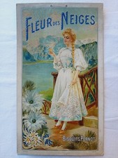 Ancien carton plaque publicitaire Biscuits PERNOT Fleur des Neiges à DIJON Gerin