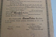 Ancien certificat etude primaire PAULETTE DEVALLIERE PARIS 1927 1941