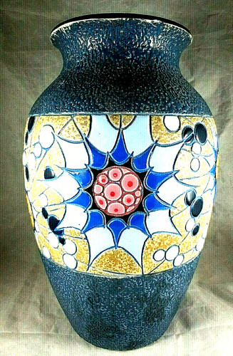 Vase faïence polychrome - *,