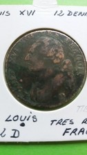 @@ RARISSIME fautée FRACOIS 12 deniers louis XVI 1792D
