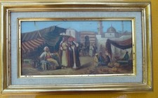 Tableau Huile sur panneau personnages orientaliste XXéme