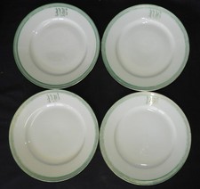 PORCELAINE DE PARIS XIXème : x4 assiettes 20.5 cm (monogramme et liseré vert)