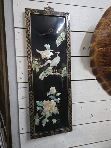 Panneau laqué chinois décor