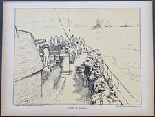 René Pinard Au poste de mouillage Gravure v. 1920