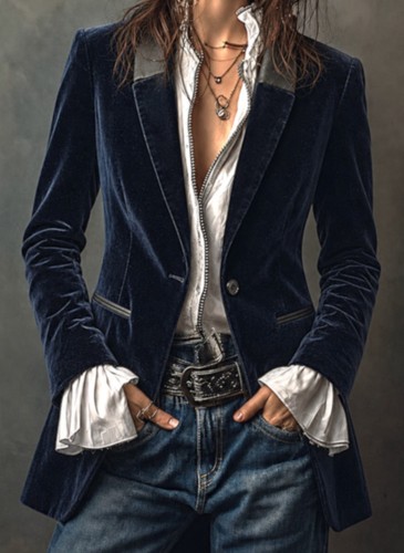 Belle veste velours ras - , bleu