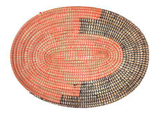 GRAND SET DE TABLE OVALE ORANGE NOIR PAILLE artisanat Afrique Sénégal
