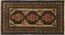 Tapis Afghan Beloutch Baloutch Tissé À La Main 120x180 Marron Géométrique Laine