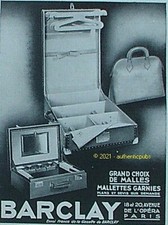 PUBLICITE BARCLAY MALLE ARMOIRE MALETTE GARNIE BAGAGE DE 1931 FRENCH AD PUB RARE
