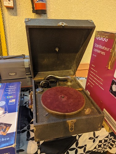 Valise gramophone avec - valise, disques