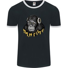T-Shirt Ringer Pour Homme Monkey DJ Casque Audio FotL