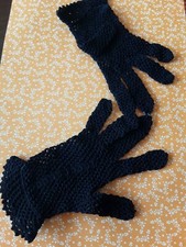 vintage gant crochet FIL noir #old glove 
