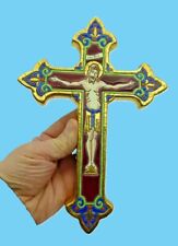 Crucifix émaux de Longwy décor M.P Chevallier.