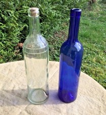 Lot bouteille ancienne Verre blanc et bleu old glass, publicité COOP lot de 2