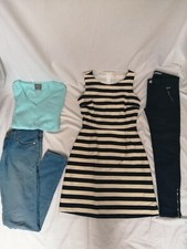 LOT de 4 vêtements 36 femme fille ado robe rayure bleu marine Camaïeu NEUF