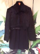 Manteau En fourrure De Lapin Noir taille 38 M Black Fur & Wool Coat