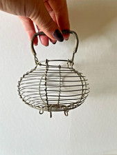 Vintage French Child’s or Dolls Petite Wire Saladier Basket Rustic Farmhouse