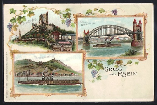 Lithographie bonn pont - bonn,, du