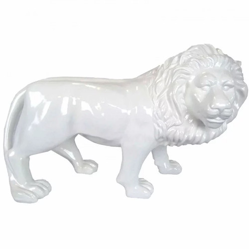 Statue lion résine blanc - en,