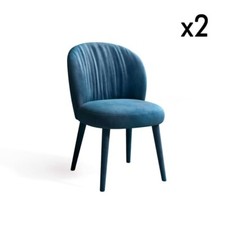 2 Chaises design SIA HOME Collection ERNST velours bleu canard neuves