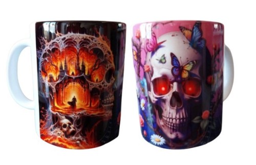 Mug crâne feu effet - mug,