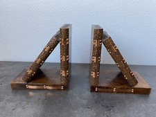 Ancien Cale Livre Bois Decor Livre Cuivre ? Signe J Perard Art Numerote 