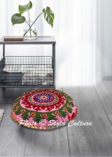 Tabouret rose brodé Suzani