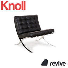 Fauteuil Barcelona En Cuir Noir Knoll International Bauhaus Par Ludwig Mies