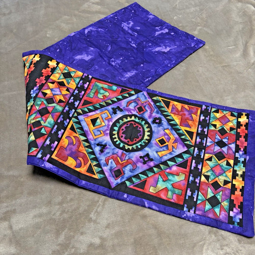Handmade vibrant quilted table - handmade,
