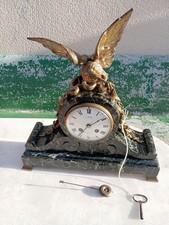 ANCIENNE PENDULE GARNITURE DE CHEMINEE EN BRONZE 19 EME QUAI DE PARIS ROUEN