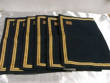 🇫🇷 ANCIEN LOT 6 SET DE TABLE STYLE MARINE NATIONALE TISSUS BLEU DEUX GALONS OR
