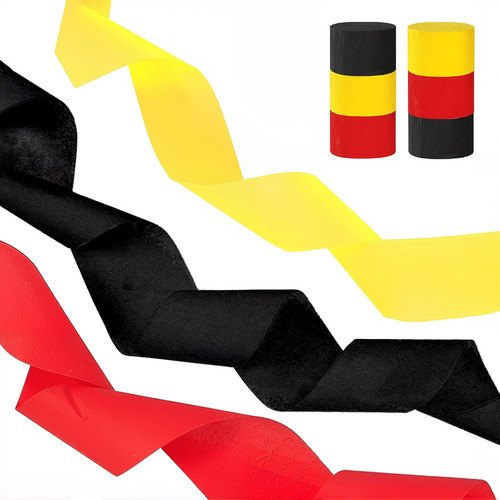 Red black yellow crepe paper - red,