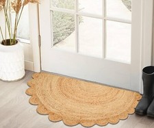 Tapis de porte tapis demi-lune jute naturel tressé tapis réversible tapis mod...