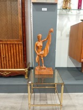 Statue Nu Féminin Femme en Bois Sculpté Monoxyle Sculpture Art Populaire XXème