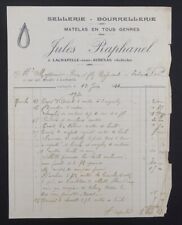 Facture 1931 LACHELLE AUBENAS SELLERIE RAPHANEL Ardèche illustrée billhead 102