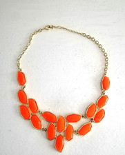 Collier , sautoir, vintage acrylique orange, ras du cou, taille ajustable