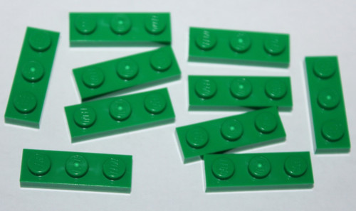 Lego green plate 1x3 - 10, ref