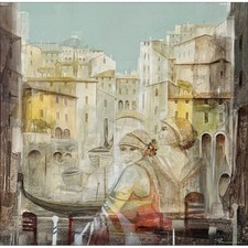 RUSCONI Tino - Huile sur toile "Sguardi inoiscreti - Regards indiscrets" 60x60cm