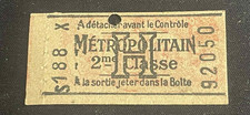 VIEUX PAPIER ANCIEN TICKET DE METRO 2E CLASSE NUMERO 92050