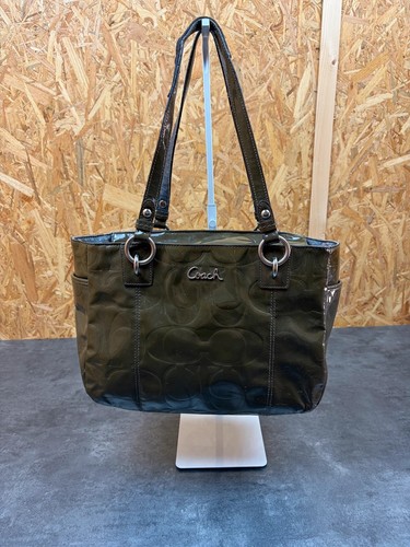 Sac main cuir verni - verni, vert