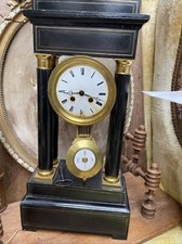 Ancienne Pendule À Colonnes  Portique Napoléon III Japy Bois Noirci Et Bronze 