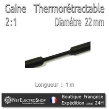 Gaine Thermo Rétractable 2:1 - Diam. 22 mm - Noir - 1m