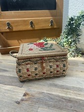 Ancienne Boîte à Couture en Osier des Années 70 - Vintage Panier