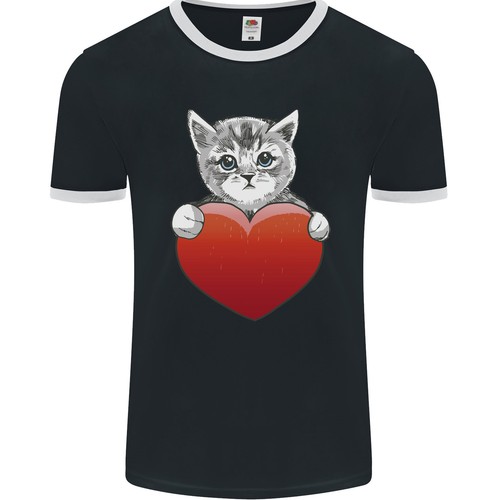 Mignon chat avec coeur - un,