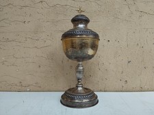 Antique XIXe Siècle Pisside D'Autel En Métal Argenté Intérieur En Vermeil