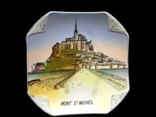 🇫🇷 ASSIETTE PORCELAINE DE LIMOGES DÉCOR MONT SAINT MICHEL PLAT DÉCORATIF