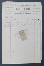 Facture  1890 COUTELIER LEGRAND Succ NICOLLE DIEPPE    old bill Rechnung 7
