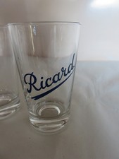 4 verres conique RICARD Lettre bleu montante en relief